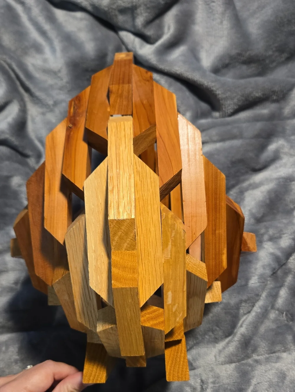 Mid-Century Modern (MCM)Wooden Basket-Handcrafted Geometric Fruit Bowl/Planter
